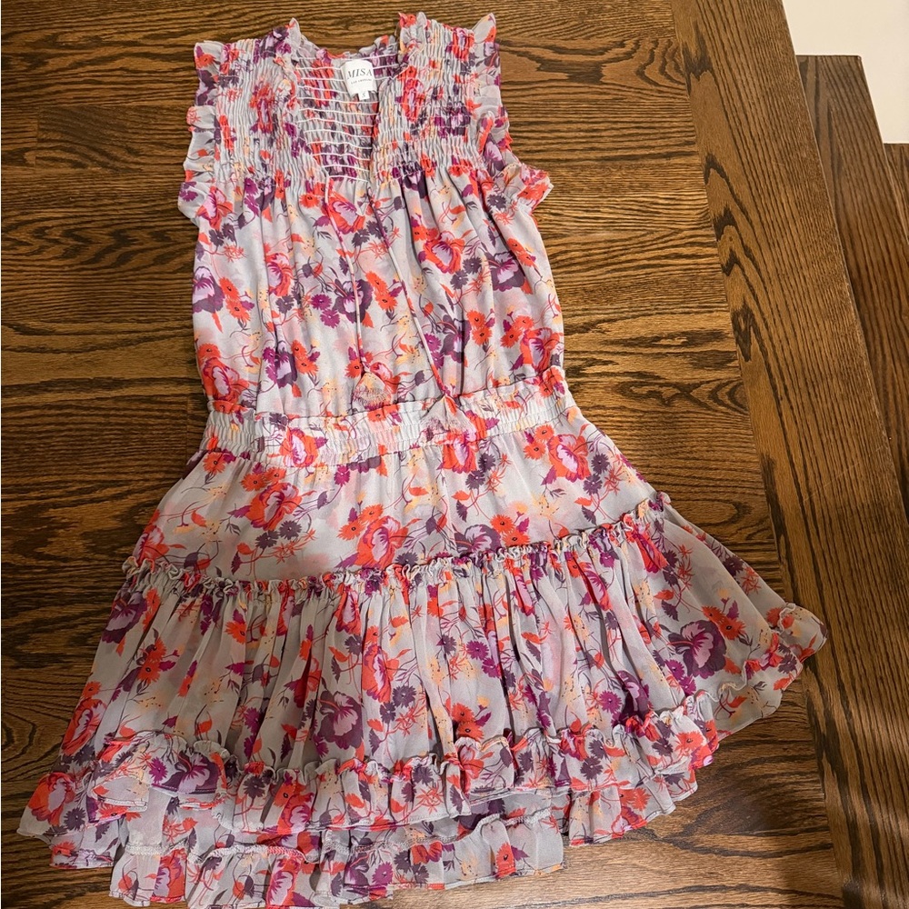 Misa Los Angeles Floral Mini Dress in Pink and Purple